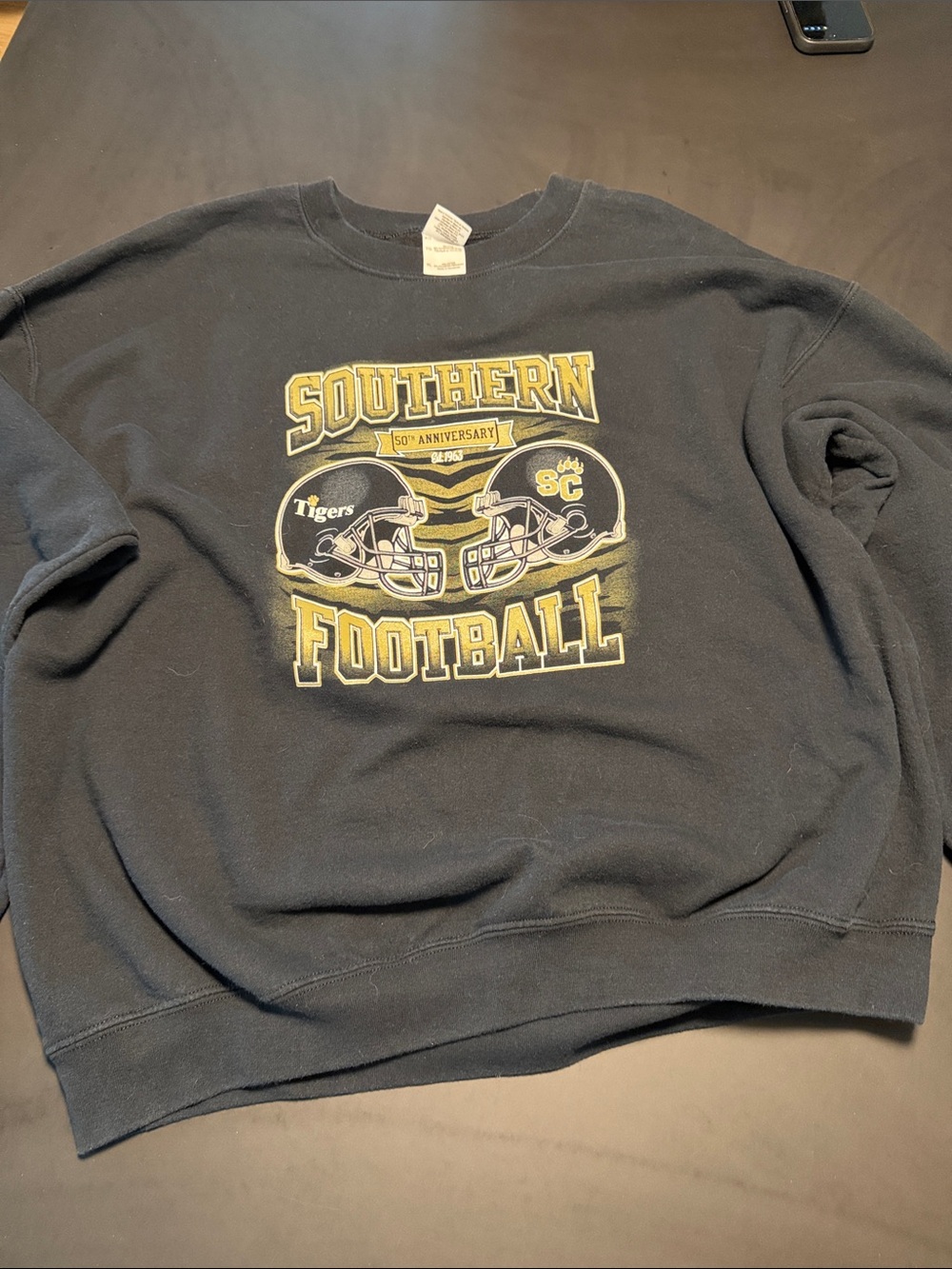 VINTAGE Southern Football Graphic Crewneck Sweatshirt - Black